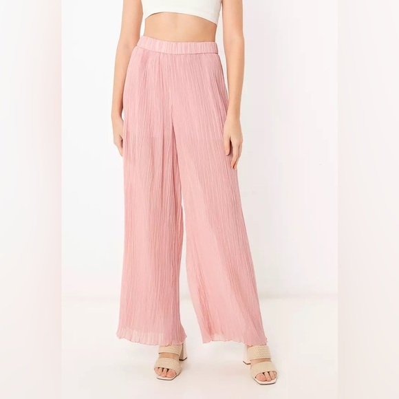 Zara Pants - Zara Plissé Pleated Palazzo Flowy Wide Leg Pants - Size M - Pink - NWT